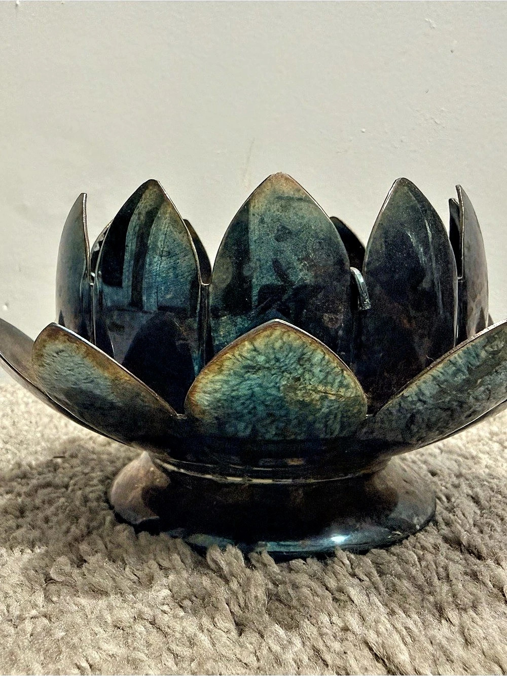 Reed & Barton Lotus Flower Frog Bowl Set